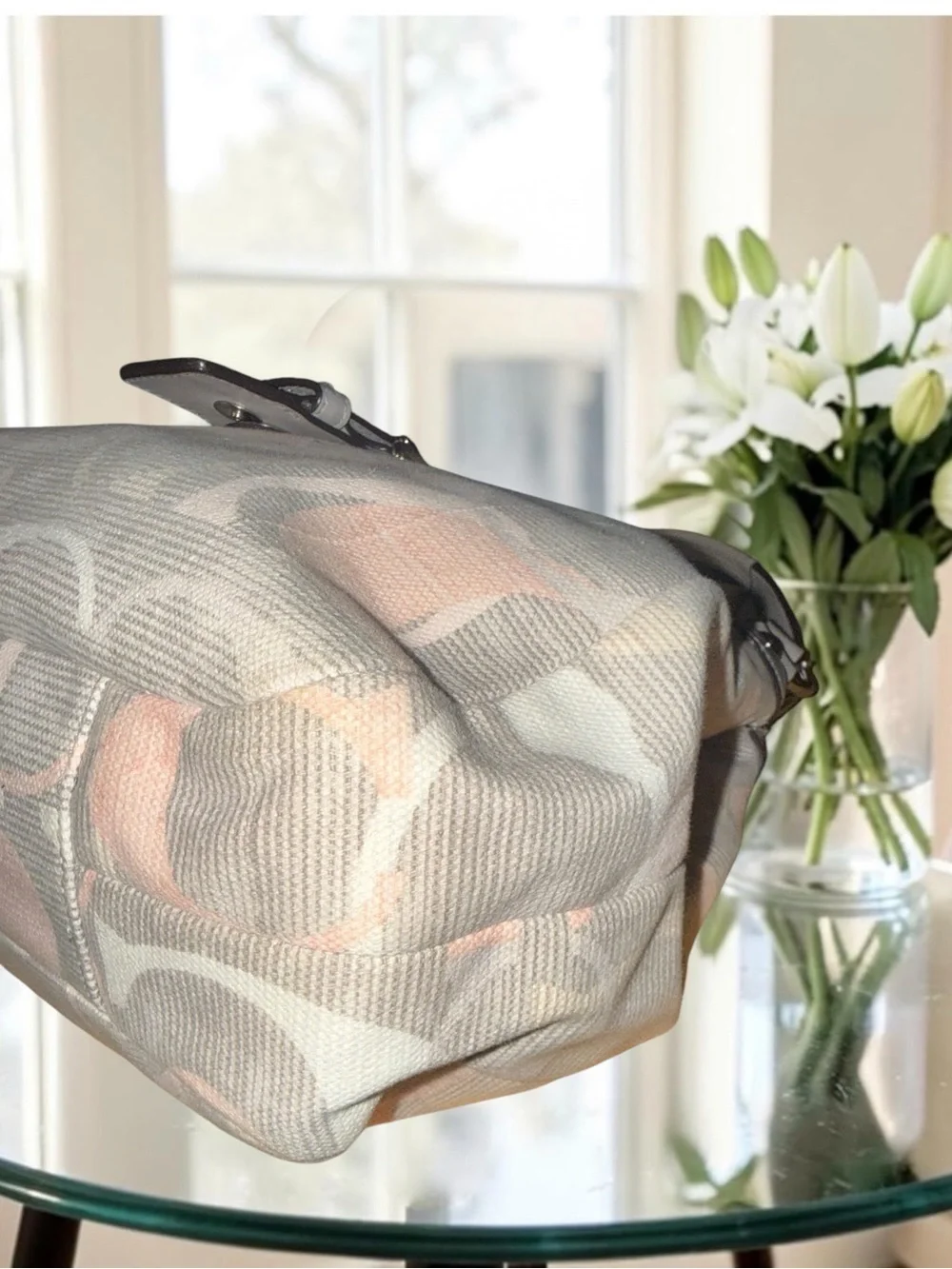 Coach 2012 Soho Optic C Lynn Hobo Bag Pastel Signature Canvas Pink Beige